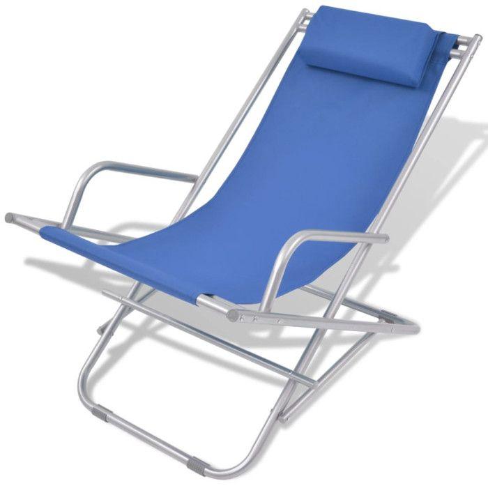 VidaXL 2x Chaises Inclinables de Terrasse Bain de Soleil de Jardin Transat de Patio Chaise Longue de Terrasse Plage Camping 42935