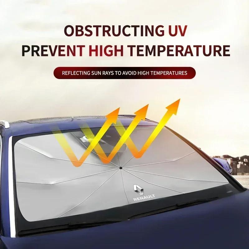 2026 Hot For Renault Hub Caps Car Uv Protection Folding Shading Car Umbrella Front Windshield Sunshade For Renault Clio 4 Megane