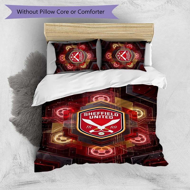 Set Lenzuola Stampato Sheffield United Football 3 Pezzi, Comodo Set Copripiumino per Camera da Letto Amico della Pelle