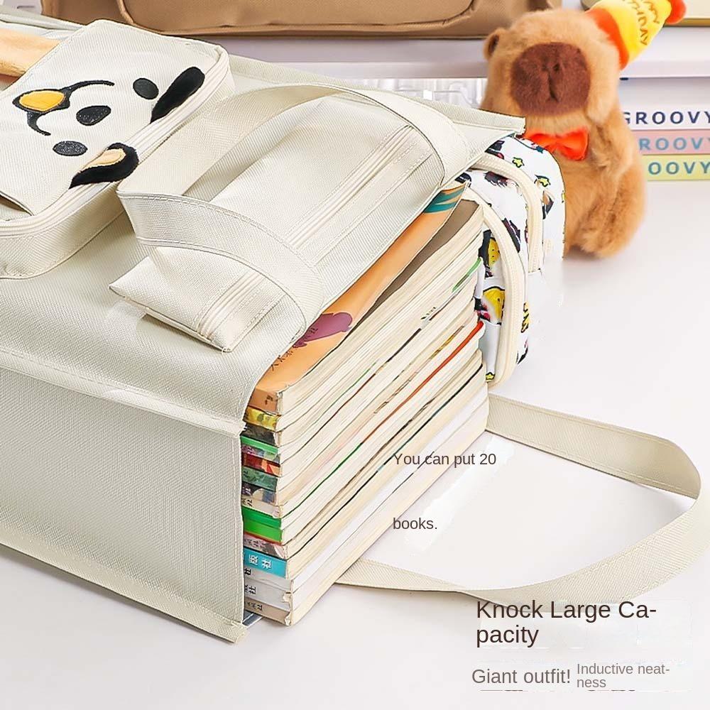 Large Capacity Dog Shoulder Bag Canvas Handbag Student Tote Bag Cute Capybara Canvas Bag  Student