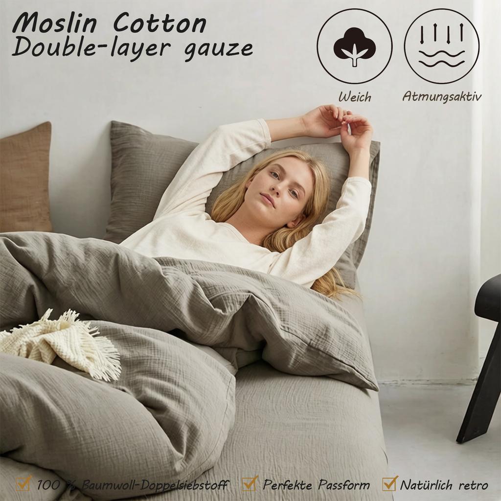 2 Pack Double Layer Cotton Muslin Pillowcases Soft Breathable Bedding for All Seasons Men and Women Bedroom Decor