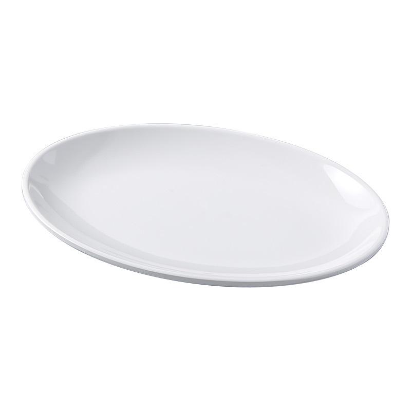 Melamine White Oval Fish Plate – Thickened Imitation Porcelain, 16-inch Large for Hotels