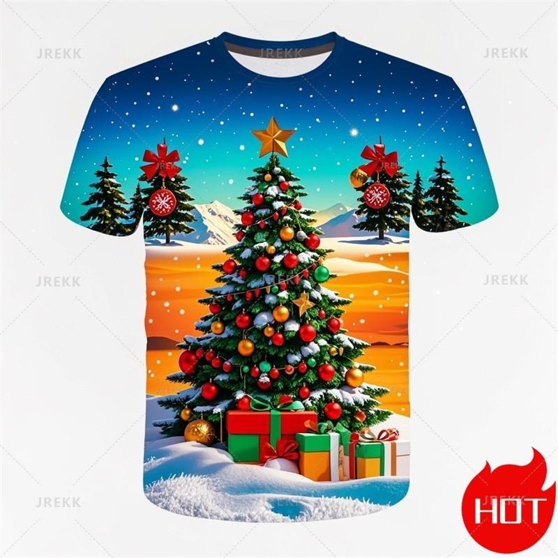 Summer Fashion 3D Printed Merry Christmas T-shirt Cute Shirt Santa Claus Pattern Men's T-shirt Street Wear T-shirt