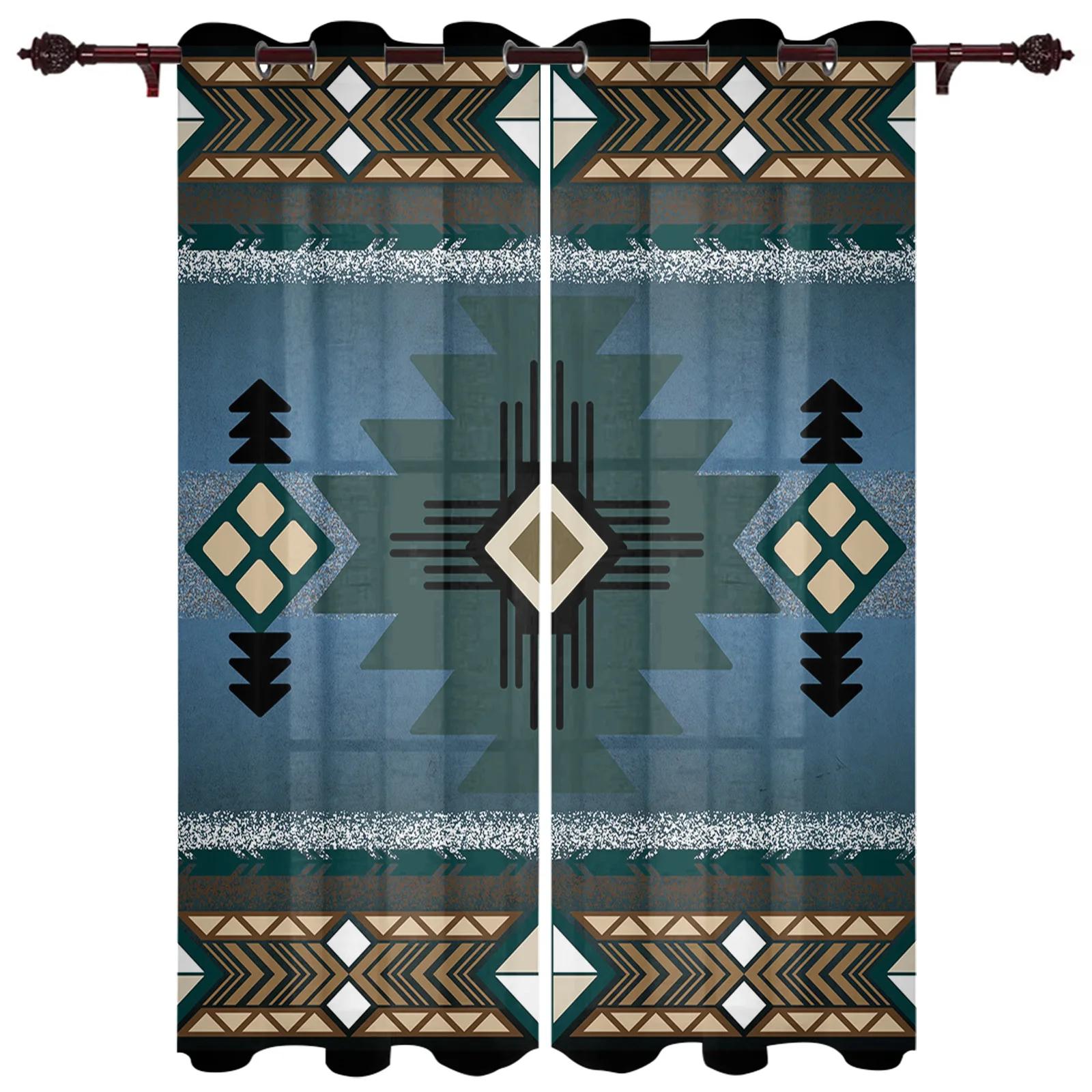 

Boho Tribal Totem Window Curtain Modern European Style Drapes ideal for Cooking Space Sleeping Room Space Living Room Backdrop Curtain 2panels (W50H130cm)-2pcs&Hook