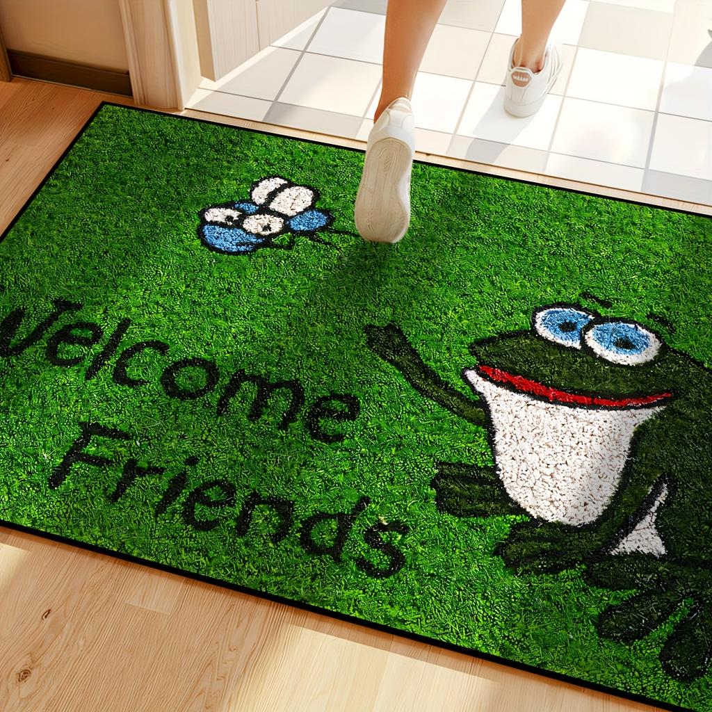 VIKAMA Cartoon Frog Carpet Doormat Green Welcome Mat Rug For Bedroom Carpet For Live Room Outdoor Carpet Thin Home Decoration