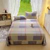 3Pcs Simple Geometric Plaid Bed Sheet Set 100% Cotton Skin-friendly Queen Size Bedding Set Thickened Flat Sheet with Pillowcases
