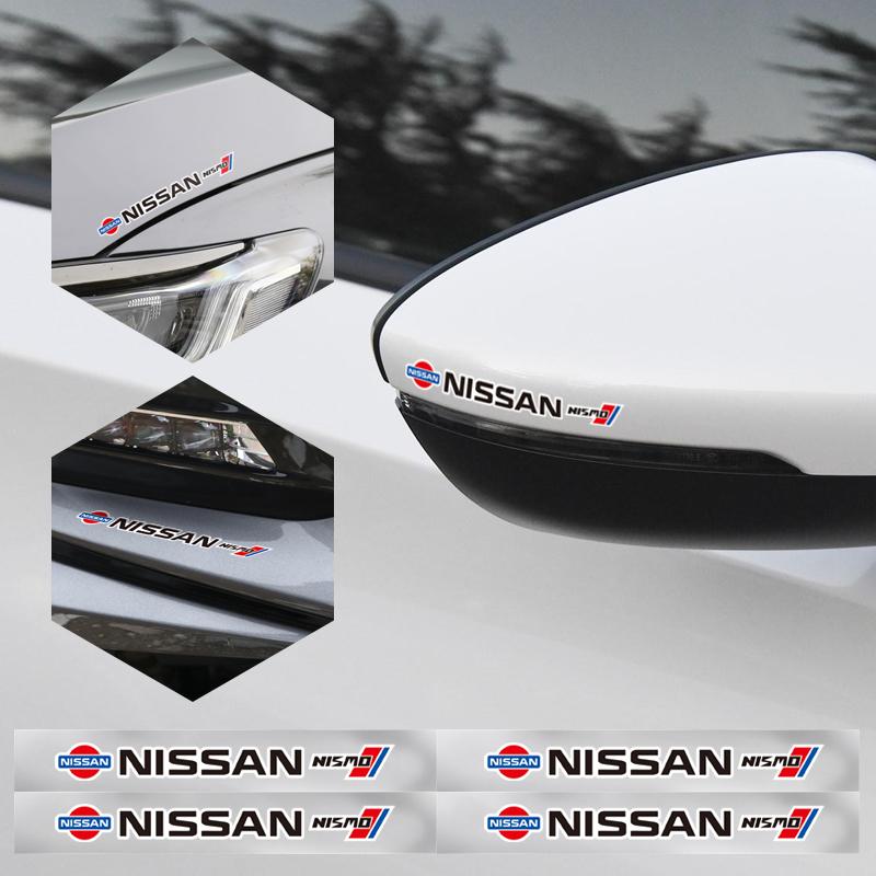 4 szt. Naklejki z emblematami samochodowymi Naklejki na lusterka wsteczne i wycieraczki Akcesoria do Nissan GTR NISMO Qashqai Patrol X-trail Tiida Navara Sylph