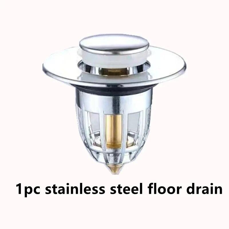Bathroom Sink Drain Plug, Universal Push Sink Pop-up Chrome Sink Filter, Universal Stainless Steel Rebound Drain Plug Filter