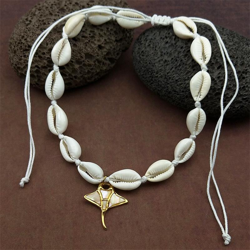 Sea Turtle Fish Crab Bracelet Necklace For Women Girls Hot Summer Manta Ray Bohemian Handmade String Rope Chains Female Jewelry