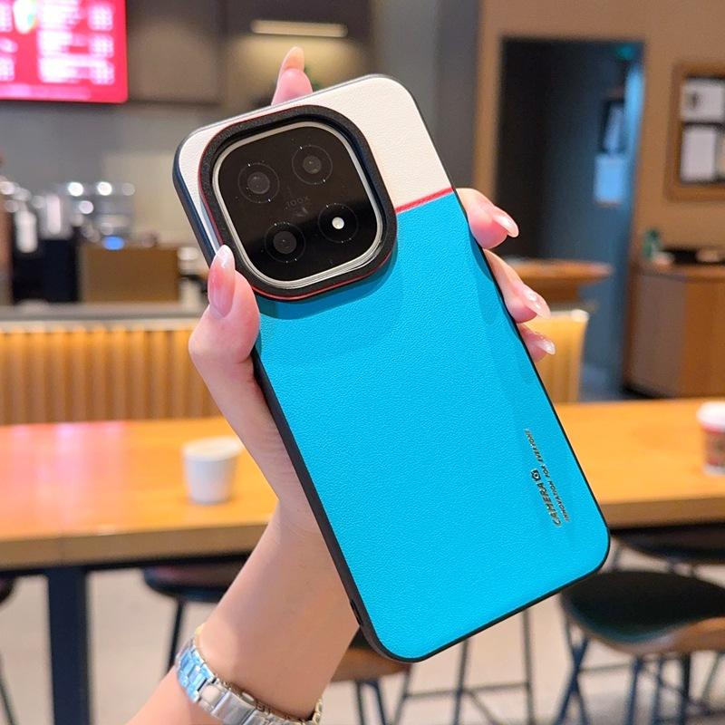 Applicable To iQOO15ultra Mobile Phone Case Fashionable Three-spell Two-color Lens Anti-drop Iqoo15 Plain Leather Protective Case 5g