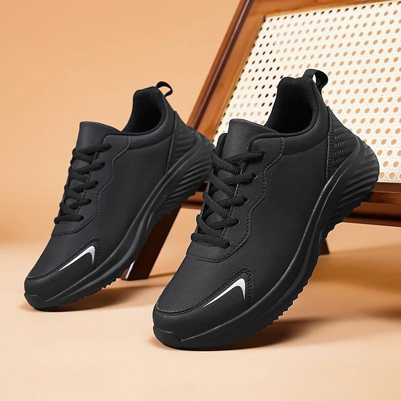 2025 Male Leather Outdoor Casual Sneakers Shoes Breathable Walking Shoes Men Fashion Climbing Running Shoes British Style