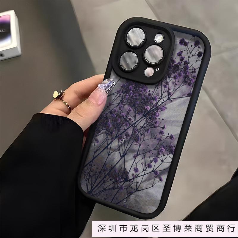 Purple Flower for 15Pro Phone Case iPhone14promax Soft Case 16/15 Creative 11 Premium XS