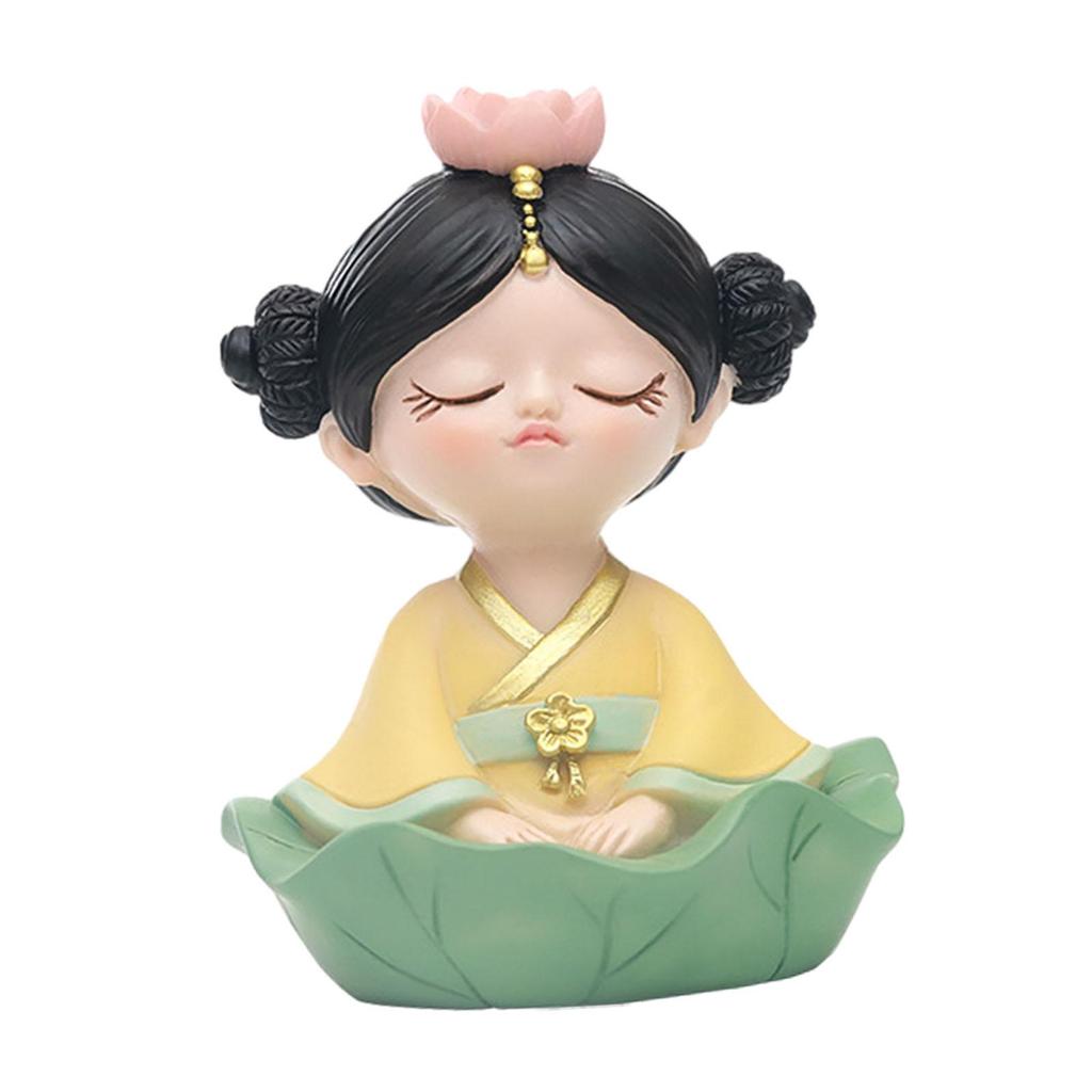 Girl Mini Statue Desktop Decoration Craft ,Creative ,Miniature Figurine Buddhist Girl Figurine for Cake Decoration Bedroom