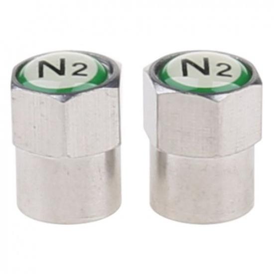 2Pcs / Set Cromo Coche TPMS para Válvula Tallo Tapa N2 Nitrógeno Neumático