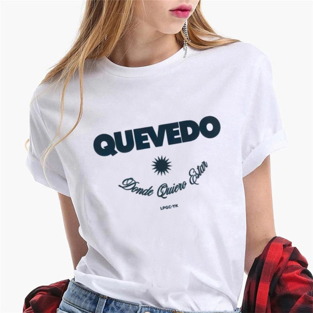 Quevedo top tees female Breathable University Women Colorful Retro graphic t shirt Graphic Women Classic kawaii Comfortable S