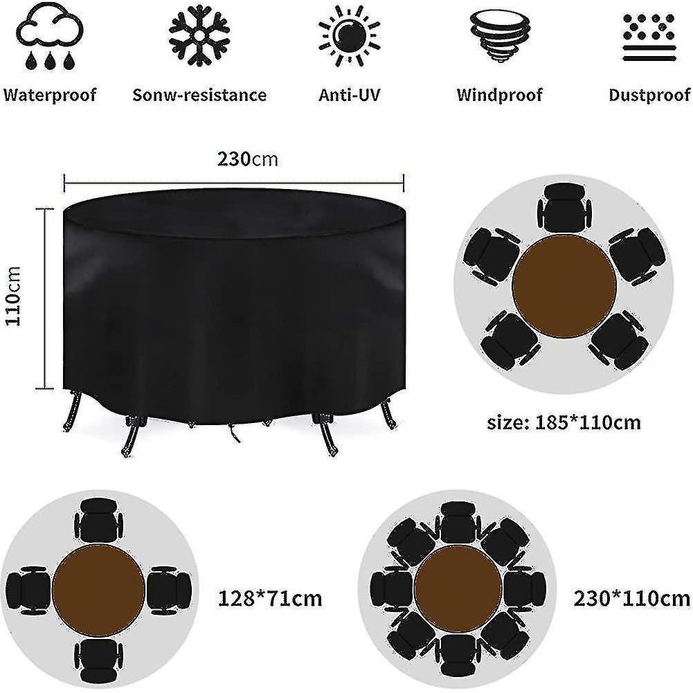 Garden Furniture Cover, Round Garden Furniture Cover, Waterproof, Windproof Gift 185X110cm