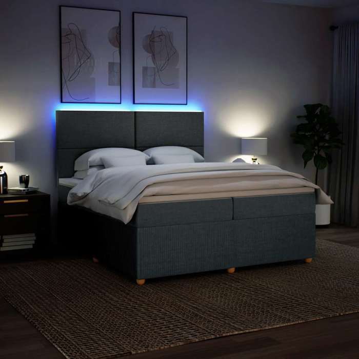 Maison Exclusive - Sommier à lattes de lit avec matelas Gris foncé 200x200cm Tissu