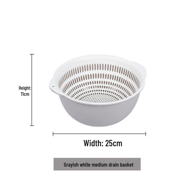Six-Piece Double Layer Vegetable Washing Basin & Colander Set - Kitchen & Living Room Wash Basket