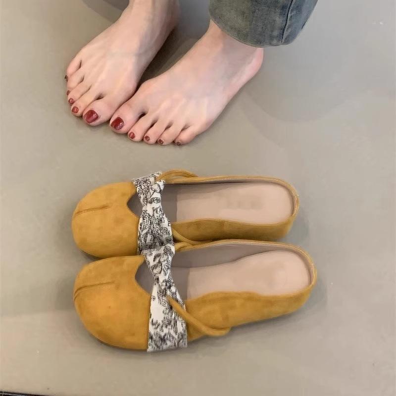 Summer new gentle heelless lazy with skirt temperament bag head wearing half slippers