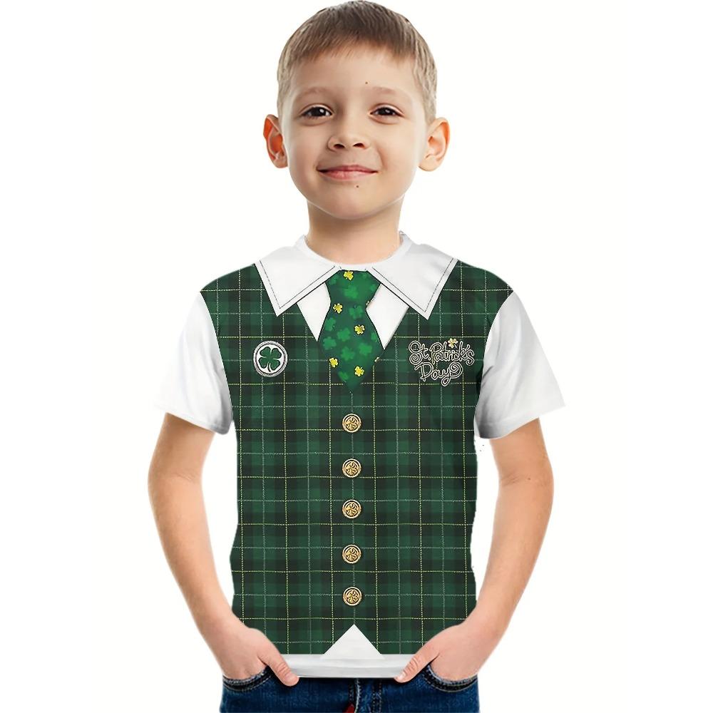 Children's Short Sleeve T-Shirts Creative Funny 3D Print Kids Summer Casual Comfortable Soft Breathable Round Neck Boys Girls T-Shirts