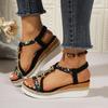Fashion Sandals for Women Fashion T-Strap Platform Sandals Summer Bohemian Style Sandals Fashion Wedge Sandal Women Leisure Beach Shoes