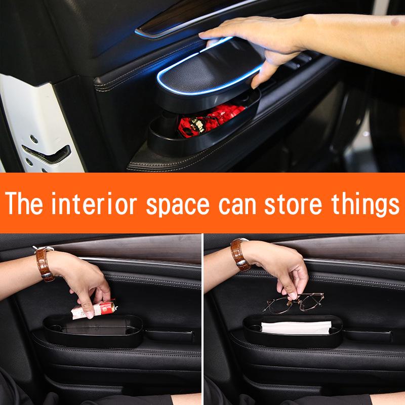 Universal Car Door Storage Box with Light: Left Elbow Rest and Armrest Pad