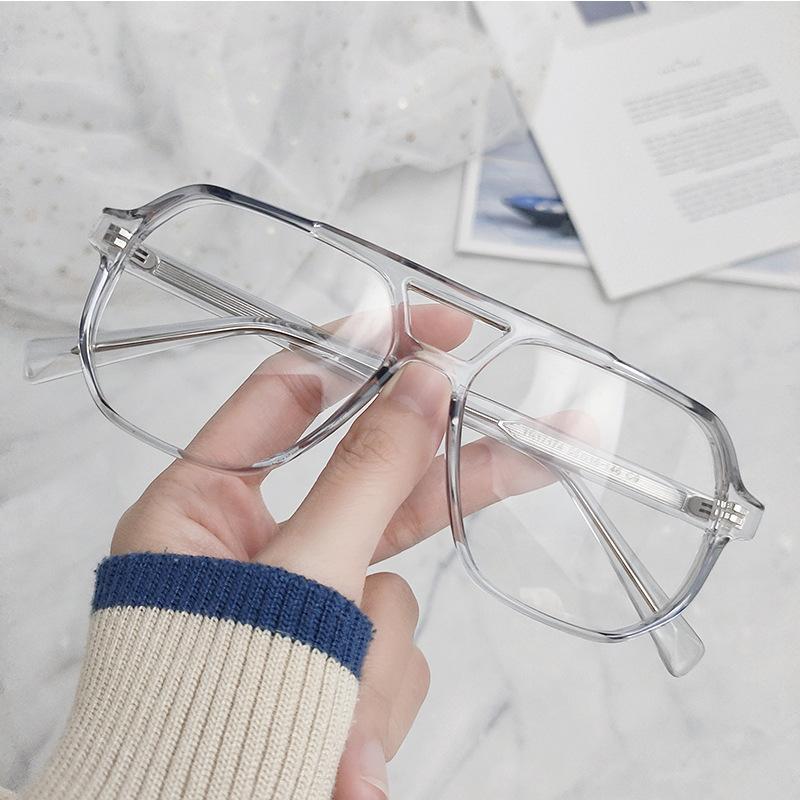 Sand Black TR90 Frame Glasses for Men with Big Faces Slimming Business Elegant Anti-blue Light Flat Glasses
