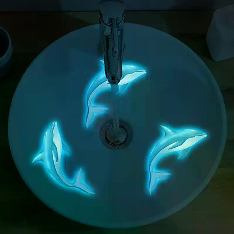 Adesivo Delfino Luminoso al Buio Decalcomania Luminosa Autoadesiva Rimovibile Adesivi per Lavandino del Bagno Adesivi Murali Adesivi per Auto