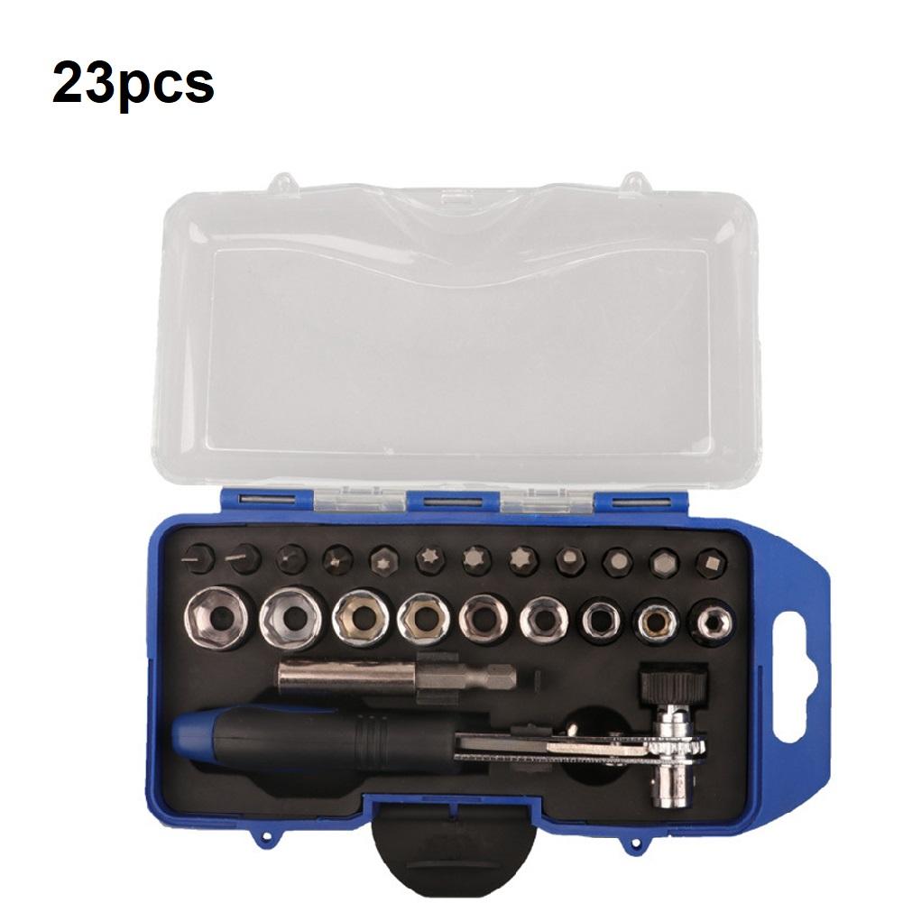 Socket Driver Kit Mini Ratchet Bits Set Cross Screwdriver Bits Magnetic Bit Holder Offset Ratchet Driver Pozi Bits
