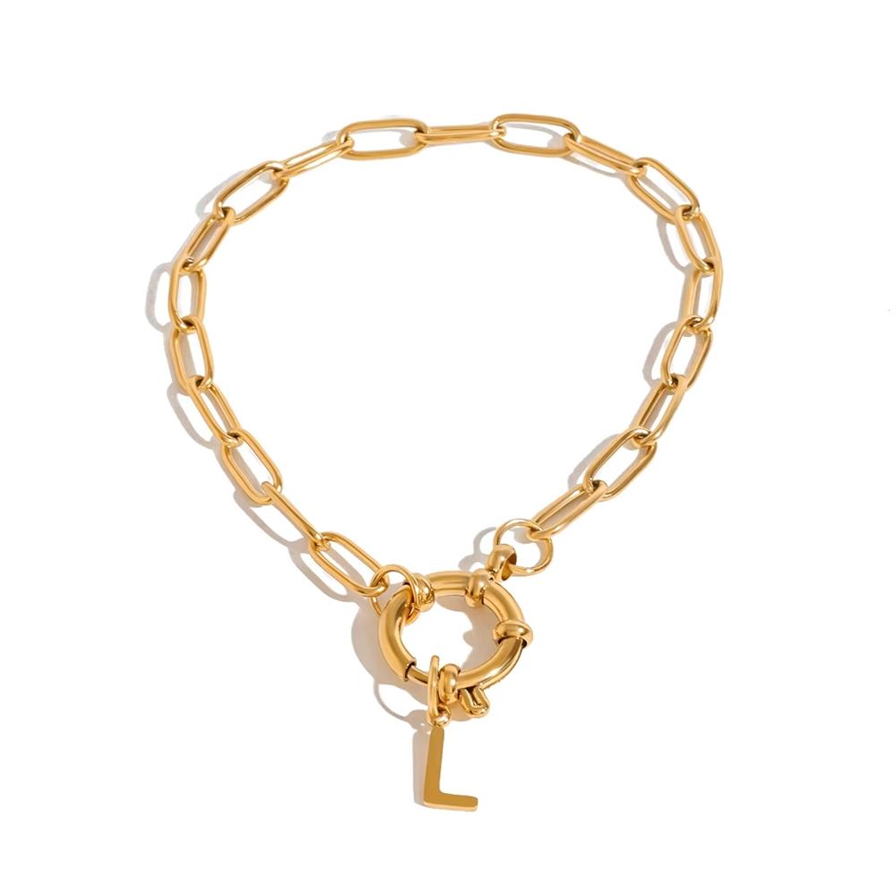 Custom Logo Stainless Steel Sailor Clasp Bracelet Alphabet Charm Bracelet Tarnish-Free ODM Jewelry