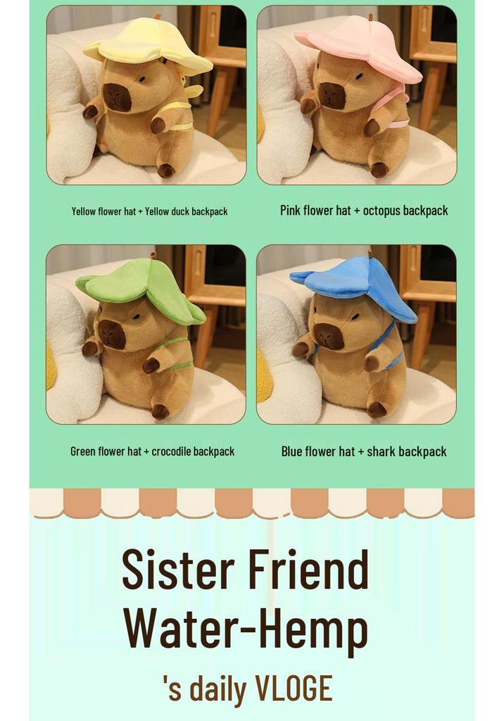 Capybara Plush Toy Hat Backpack - Adorable Gift for Girls