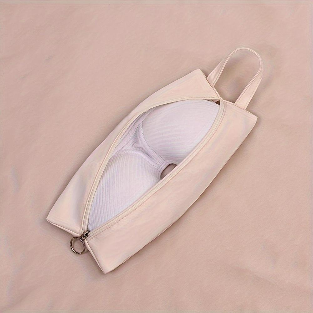 

1pc Underwear & Lingerie Organizer Bag with Zipper Closure - Nylon Travel Storage Case Suitable for Bras, Panties, Socks - // бежевый