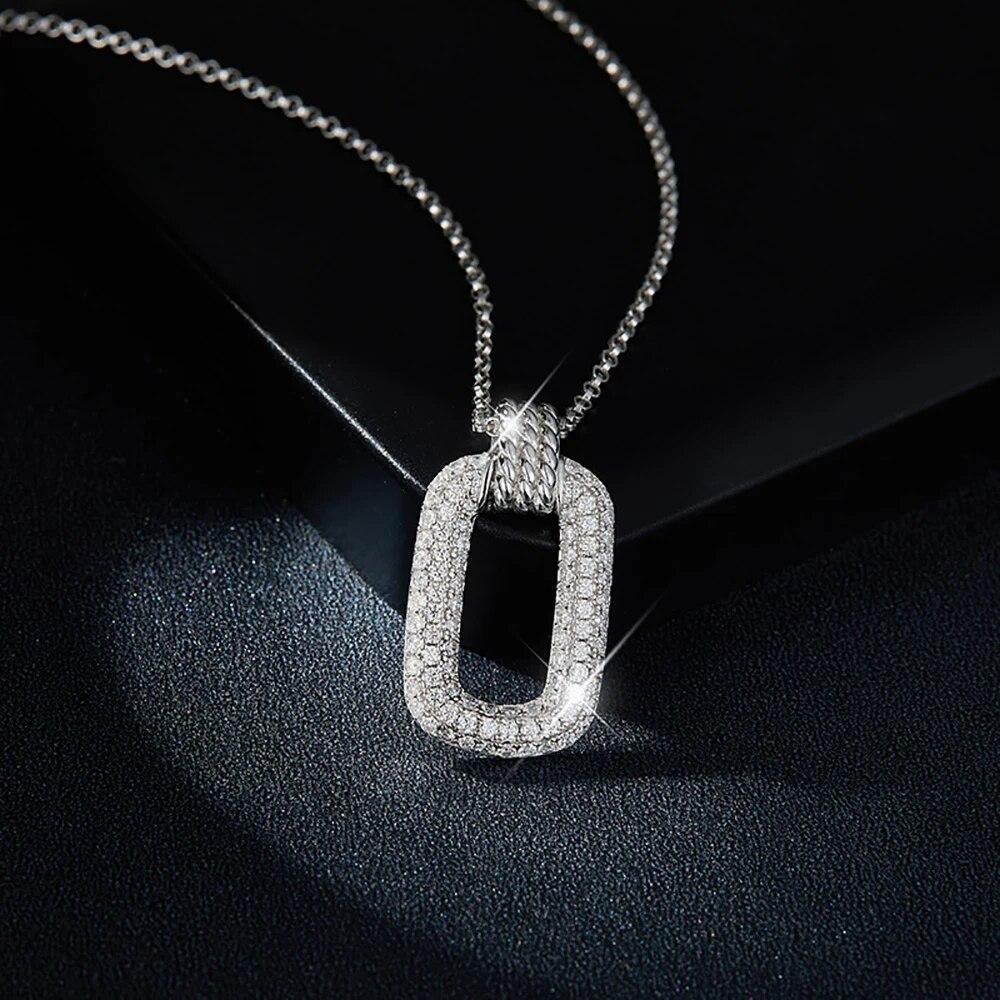 D Color  Real 1mm 1.3mm Full Moissanite Pendant Necklace For Women Man S925 Silver Plate 18K White Gold Fine Jewelry