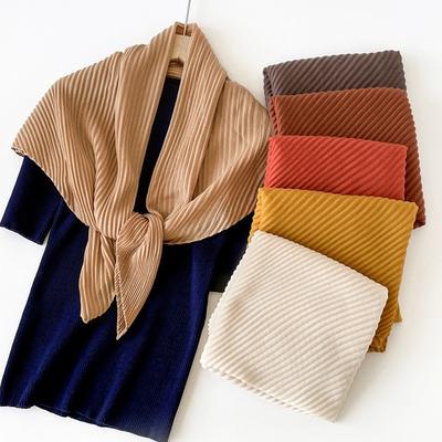 Bufanda Arrugada de Color Sólido Imitación Algodón Lino Bufanda Cuadrada para Mujer Pañuelo para la Cabeza Europeo y Americano Nuevo Estilo