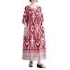 Summer New Temperament V-neck Mid-length Dress Retro Printing Loose Dresses