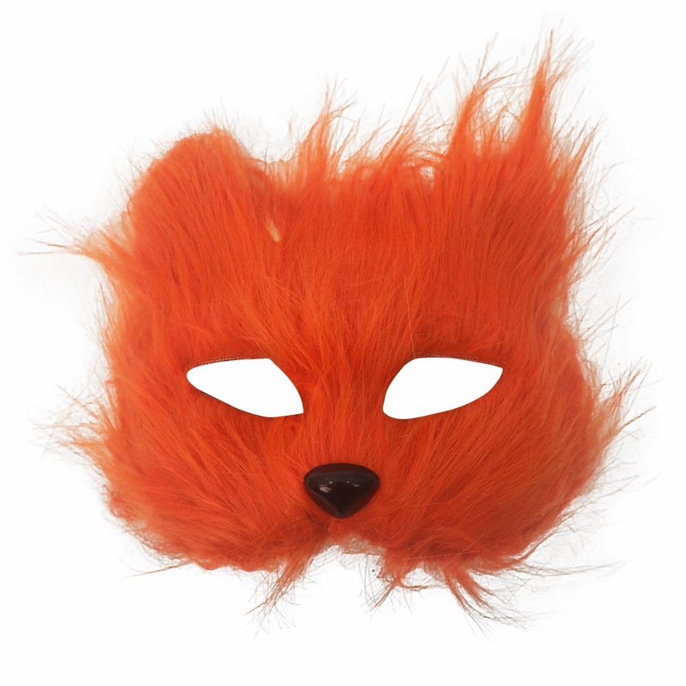Cartoon Half Face Mask Animal Halloween Plush Masks Funny Eye Mask  Costume Party Supplies