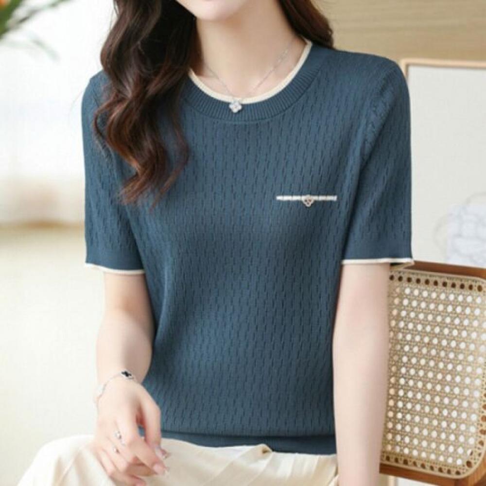 Navava Ice Cool Punching Round Neck Short Sleeve Knit Nk3050