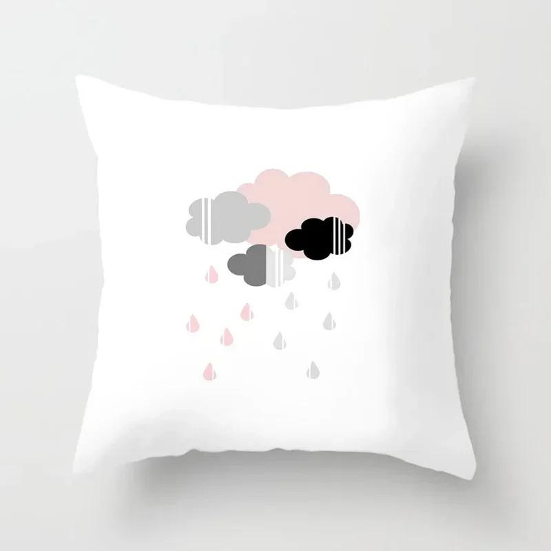 Schwarz und weiß Kissenbezug Buchstaben graues Kaninchen Cartoon rosa Schwein einseitiger Druck Heim Sofa Bezug Kissenbezug