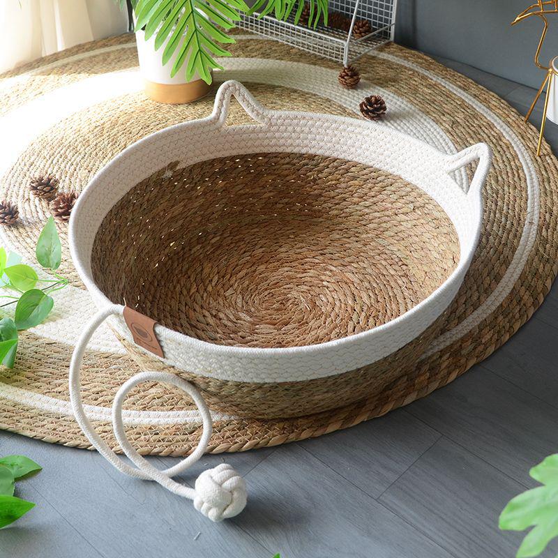 Rattan Woven Cat Bed: All-Season Winter Warm Nest for Pets