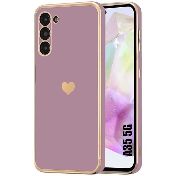 Design Case - Booling - for Samsung Galaxy A35 5G - Soft Silicone - Heart Pattern - Luxury Purple