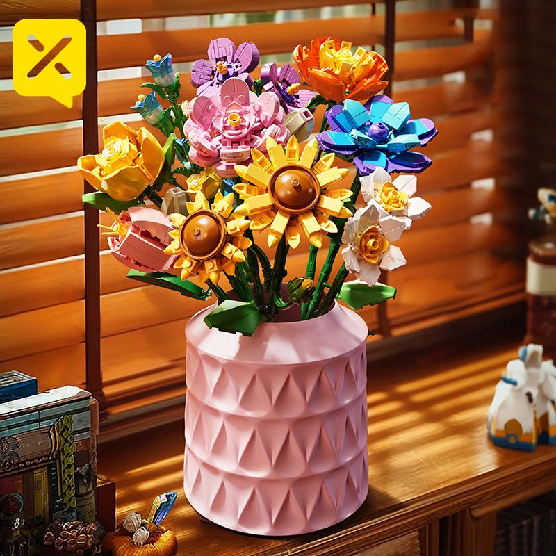 TOYLINX 9 v 1 Věčné umělé květiny Stavebnice Ručně vyráběná umělá rostlina Dekorace Domu Valentýn Kreativní Dárky