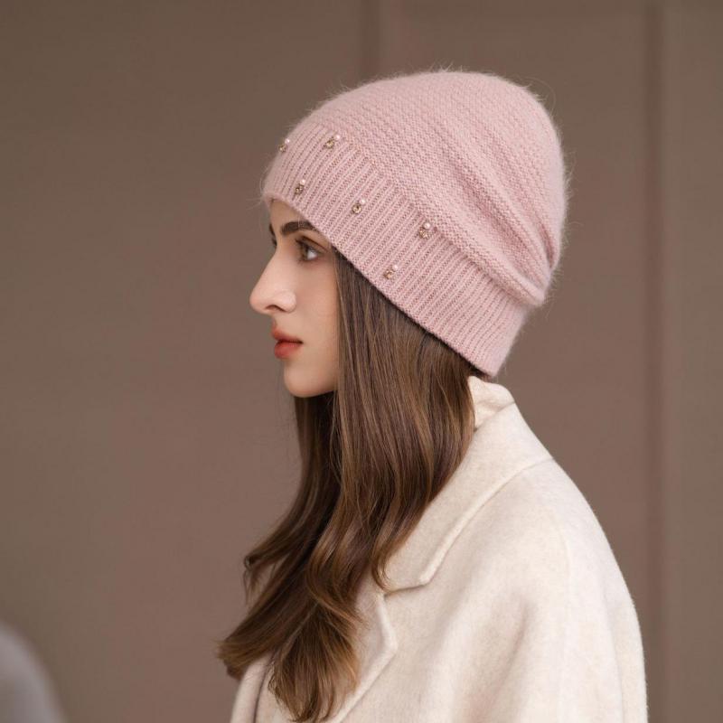 Trendy Women'S Winter Hat With Rhinestone - Warm Knit Beanie In Western Style, Thickened All-Match Fashion Cap For Outdoor New