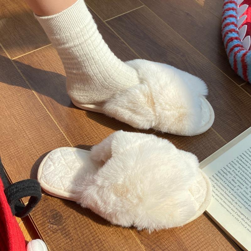 Fashion New Casual Fluffy Slippers Women Flats Fashion Popular Plush Winter Designer Shoes Home Elegant Platform Slippers Open Toe Shoes