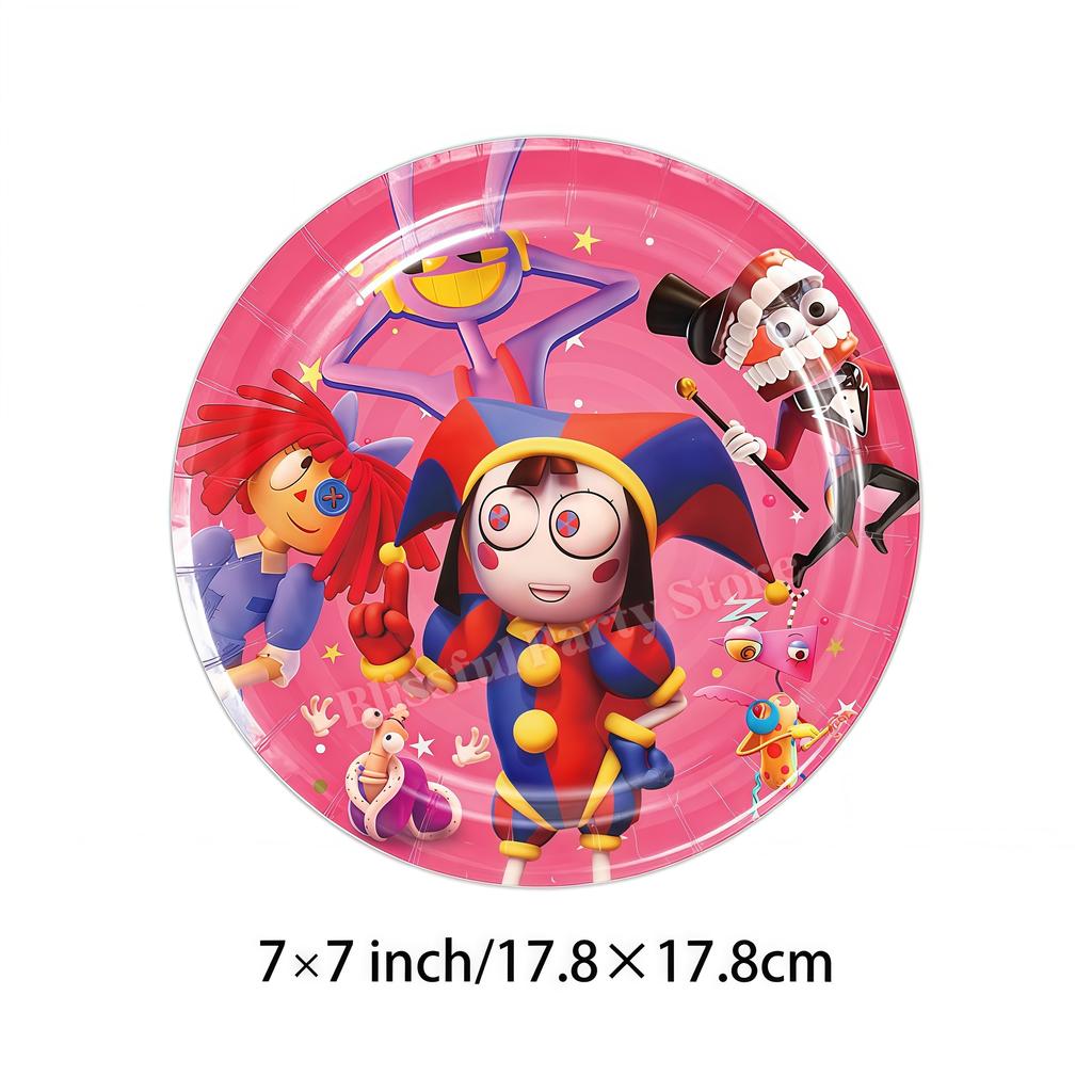 Amazing Digital Circuses Birthday Party Decoration Tableware Cup Plate Balloon Cake Topper Kids Event Supplies Baby Shower Favor