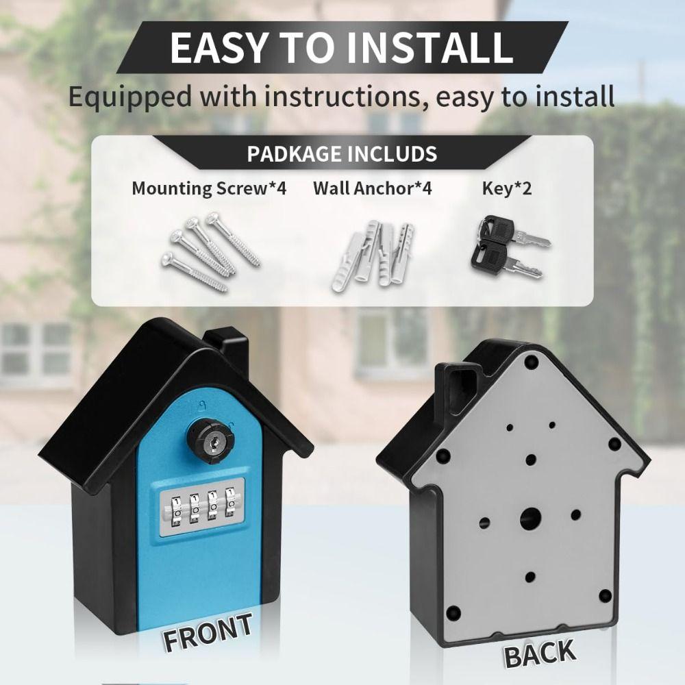 Waterproof Key Lock Box Weatherproof Key Storage Box Combination Lockbox Construction Site