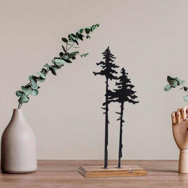 Iron And Wood Christmas Forest Sculpture Festival Seasonal Party Decoration Desktop Ornament