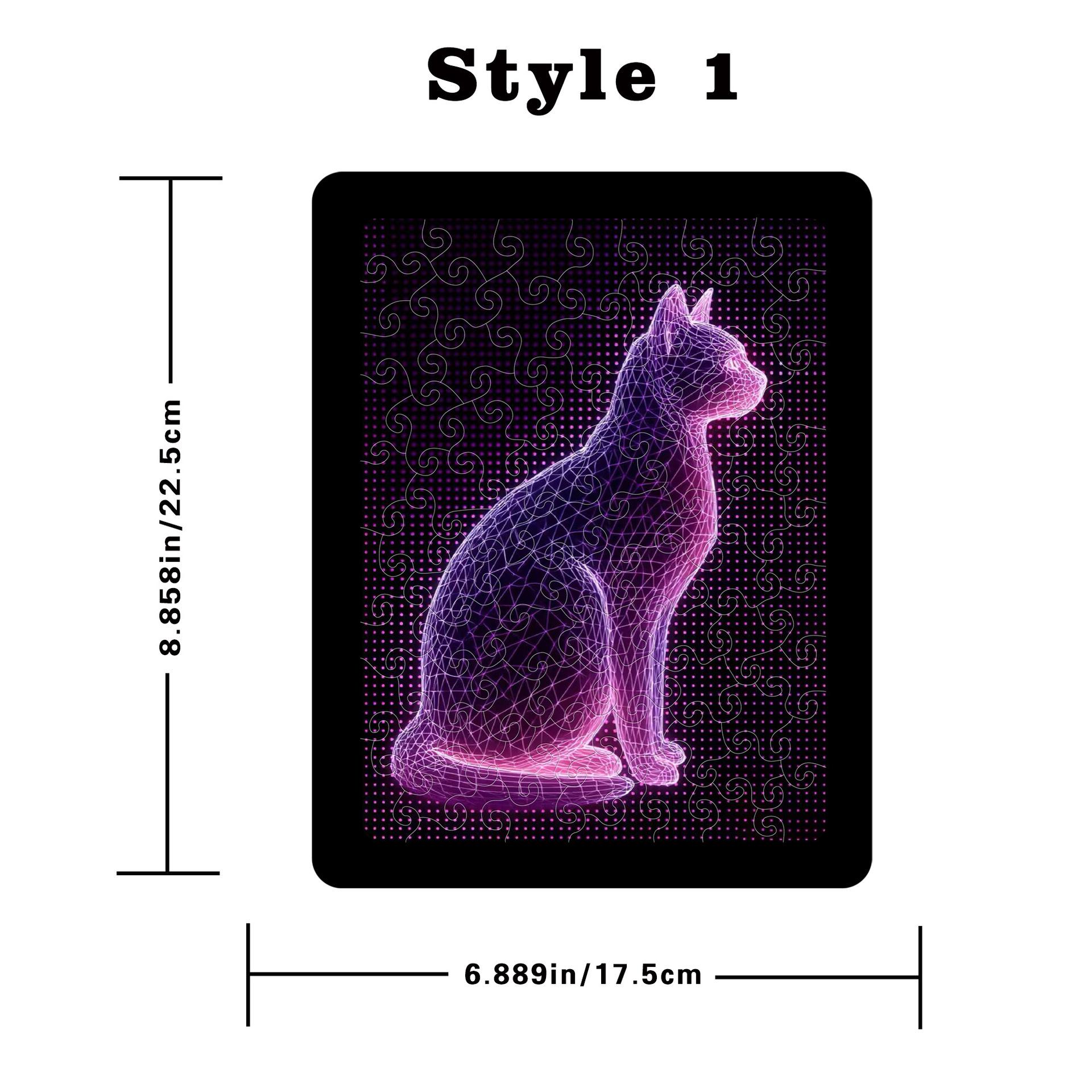 Wacocetoy Cyberpunk Cat Acrylic Puzzle Decorative Framed Painting Ornament