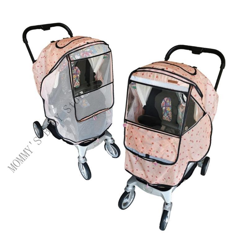 H3CD Breathable Baby Strollers Cover with Insect Net Windproof Weather Shield Pushchair Cover Strollers Accessory