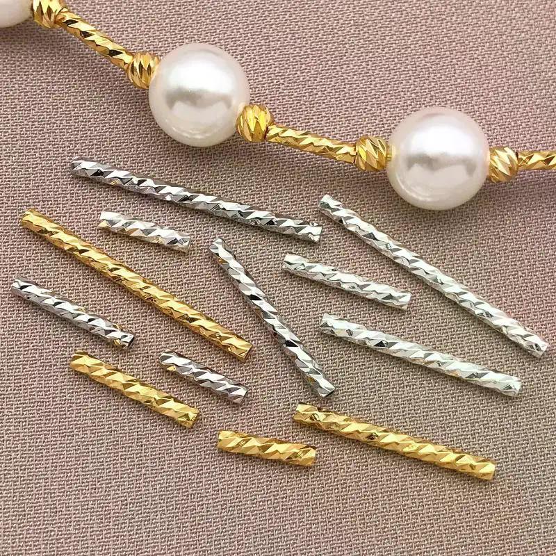 50pcs 18K Copper Plated True Golden Thick Silvery Platinum Batch Flower Connection Tube, DIY Bracelet Jewelry Making Accessories