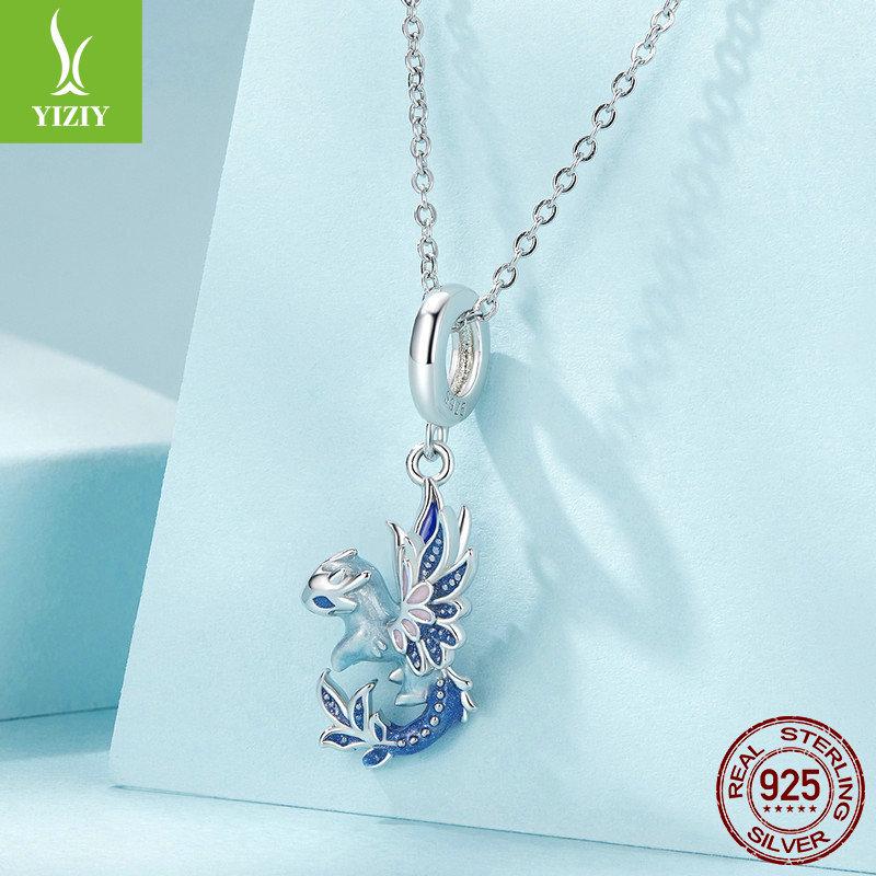 S925 Silver Dragon Pendant Beads: Original Blue Ziyun DIY Bracelet Accessory